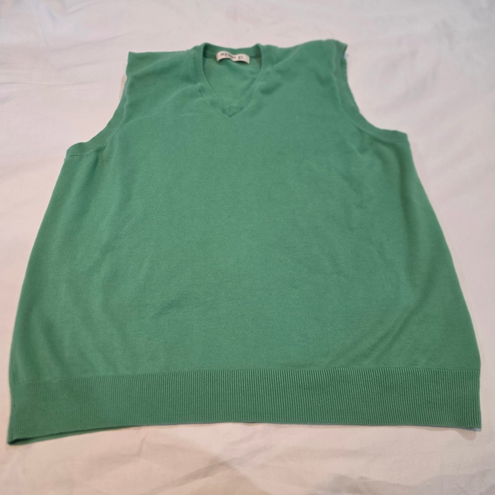 Old Navy Sweater Vest Mens Large Green Excellent V-Neck 100% Cotton 741520-08